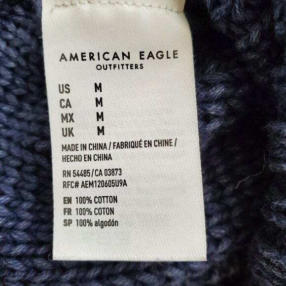 American Eagle Crochet Knit Cropped Tank Navy Blue Size M - Picture 7 of 11